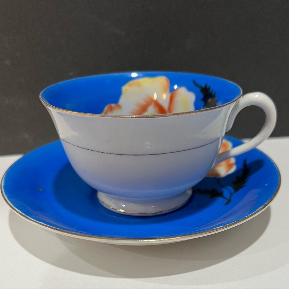 Hand-Painted Tea Cup and Saucer
